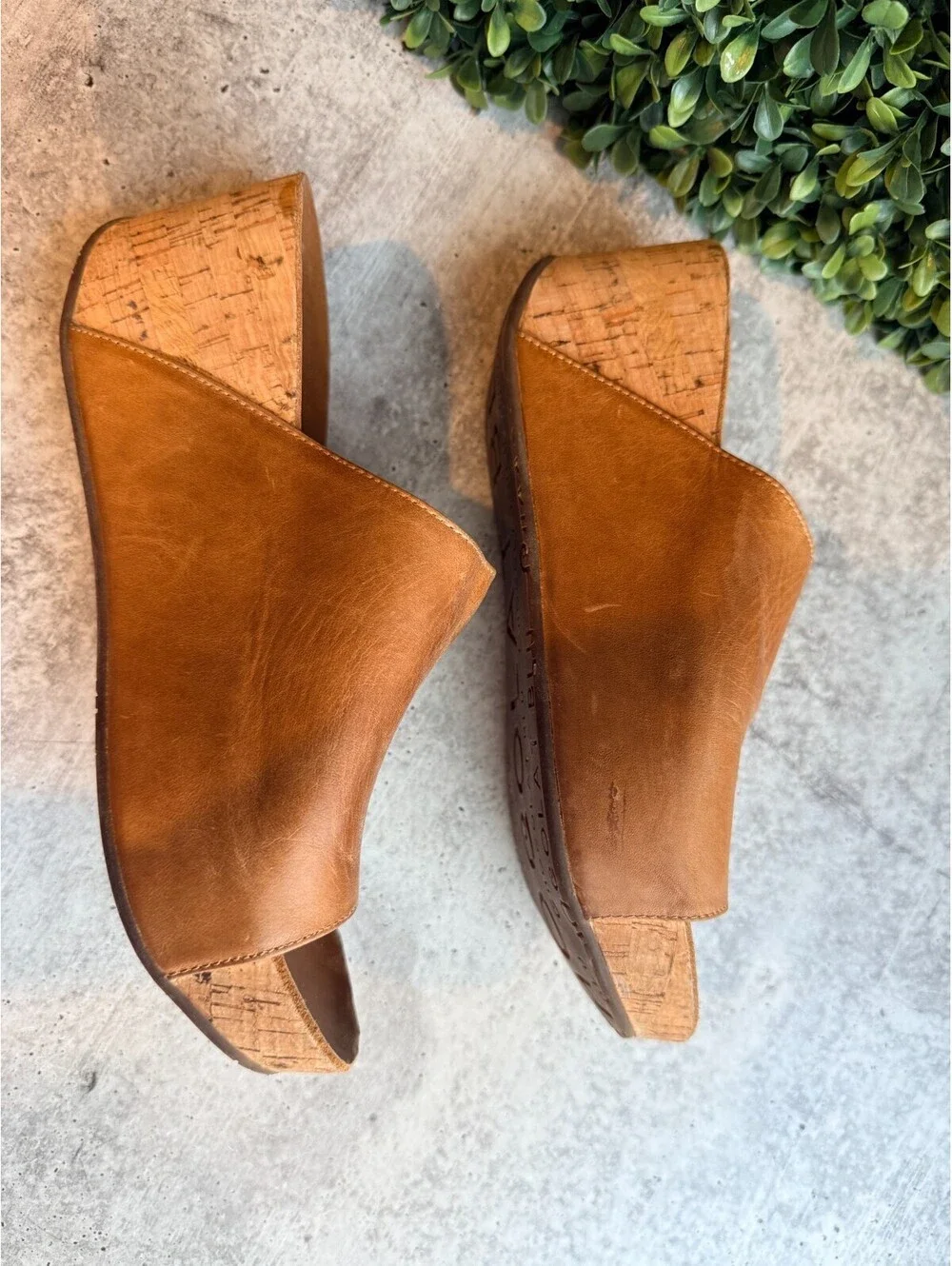 Chocolate Blu Manny Wedge Cord Platform Slides - Camel Brown - Size 8